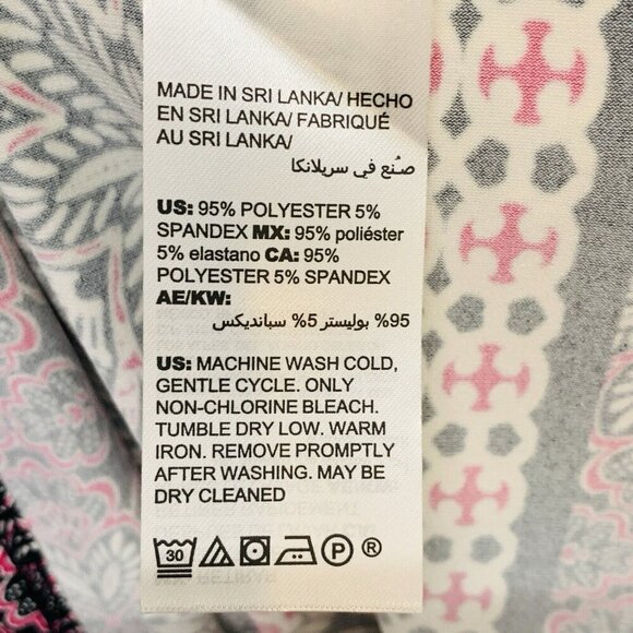 Chico's 3 Shift Dress Womens 16/18 Pink Black Floral Geometric Long Sleeve Art - Picture 6 of 7